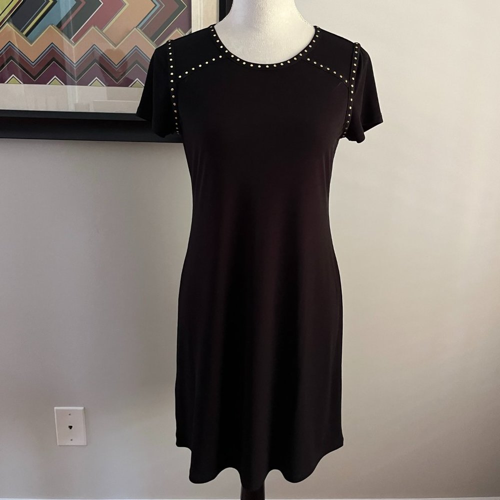 Calvin Klein Black Dress with Gold Studs SZ 4 - Picture 1 of 4
